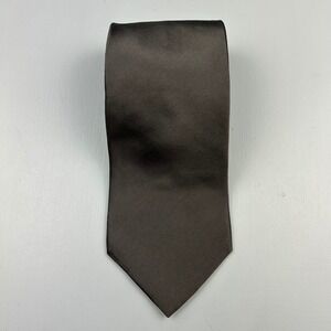Essante Mens Silk Necktie Solid Charcoal Gray Satin Formal Business Tie USA Made